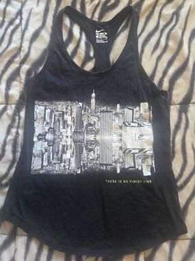 Nike Black Racerback Tank with Cityscape Graphic